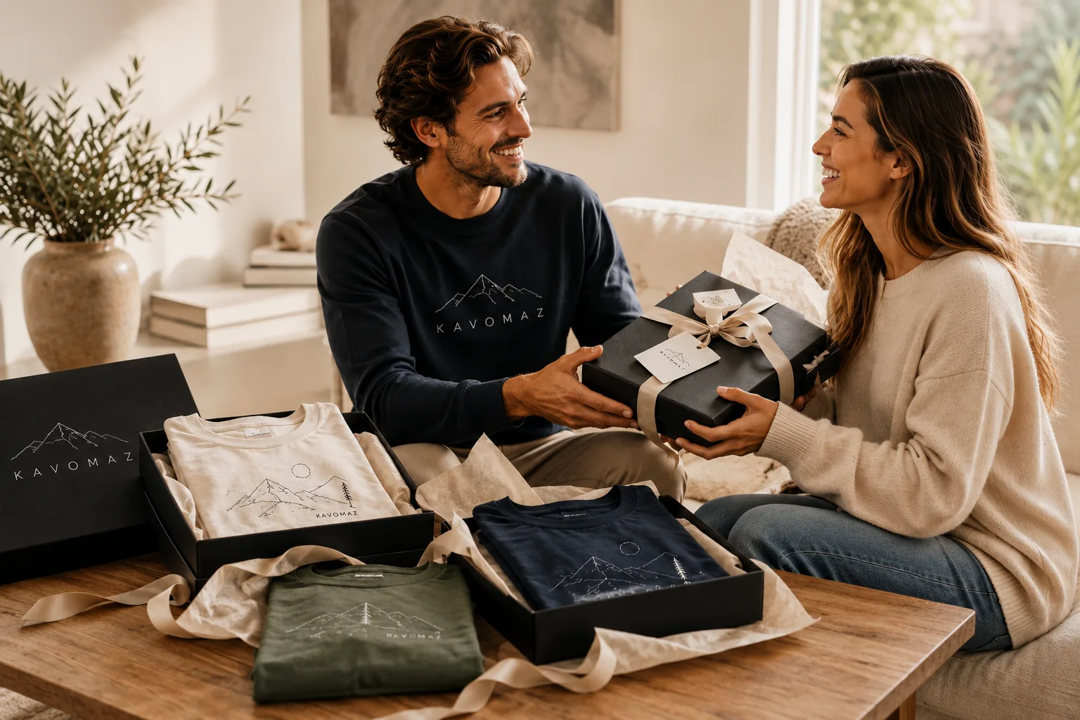 KAVOMAZ apparel presented as a thoughtful gift in premium packaging