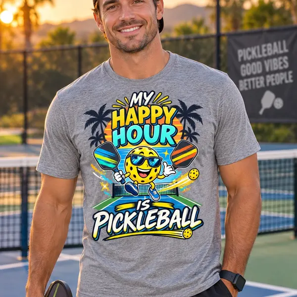 My Happy Hour Is Pickleball Funny Player lifestyle mockup