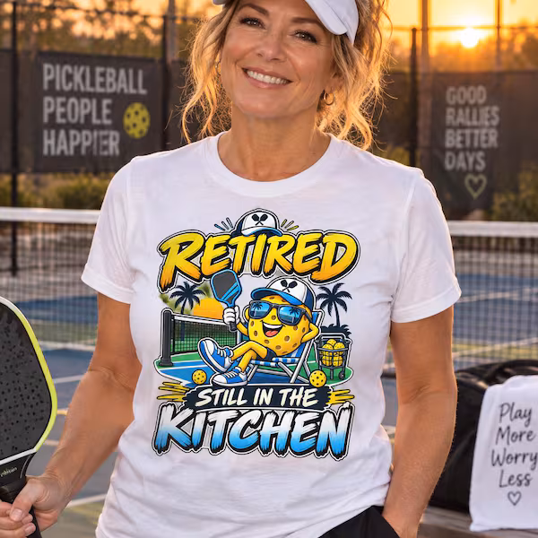 Retired Still in the Kitchen Retirement Player Pickleball Shirt lifestyle mockup