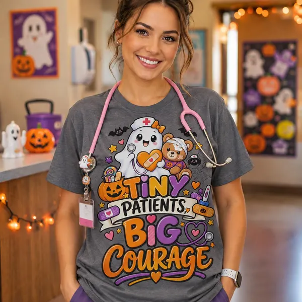 Tiny Patients, Big Courage Pediatric Nurse Shirt lifestyle mockup